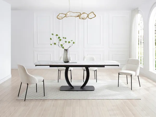 Vente-unique - OLIFIA Esstisch Keramik SchwarzWeiß - B 90 cm x H 76 cm x L 200 cm160 cm240 cm