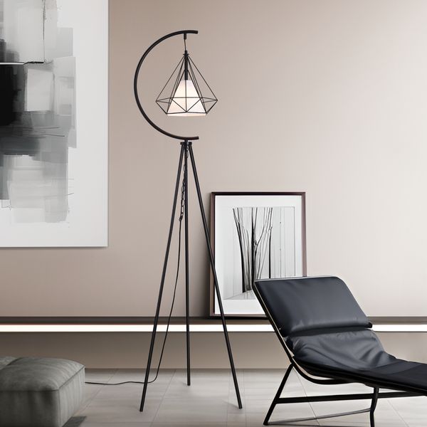 lux. pro 'Austell' Stehleuchte, Metall Schwarz/Weiß, 171x41 cm