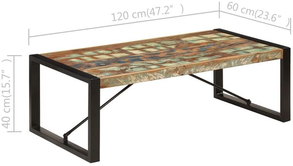 vidaXL Couchtisch 120 x 60 x 40 cm Altholz Massiv [247425] Bild 6