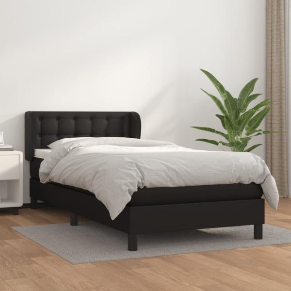 vidaXL Boxspringbett Matratze, Härtegrad: H2, Kunstleder Schwarz 90 x 200 cm