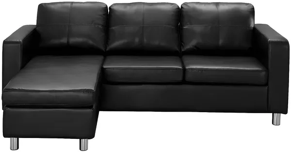 Vente-unique - Ecksofa - Kunstleder - Schwarz - ACKLEY