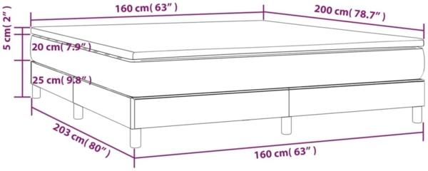 vidaXL Boxspringbett mit Matratze Taupe 160x200 cm Stoff 3144089 Bild 9