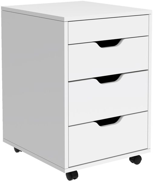 Carryhome 'JULIUS' Rollcontainer, MDF weiß schwarz, 40 x 60 x 45 cm, mit 4 Schubladen