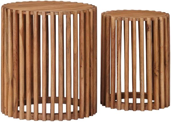 vidaXL Handgefertigtes Beistelltisch-Set 2 pcs Teakbraun 42020067 Bild 2