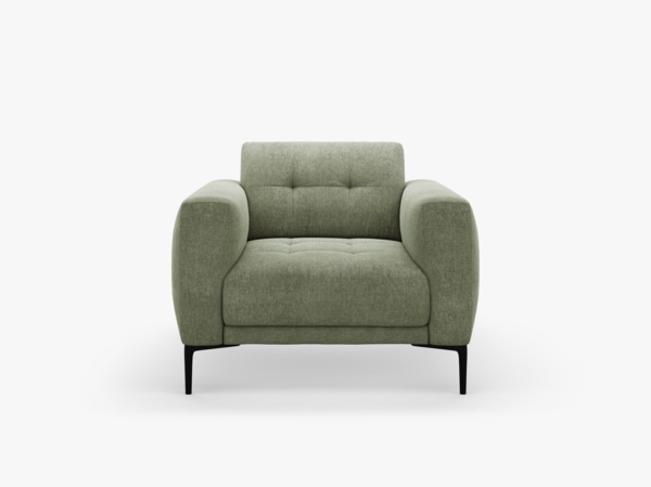 Micadoni Sessel Bemy 1-Sitzer Strukturierter Stoff Dunkel-Olivgrün