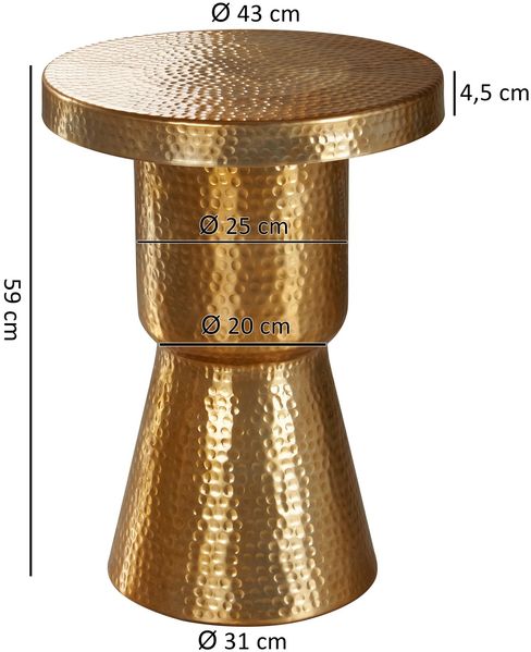 Wohnling Design Beistelltisch DELIA 43 x 59 x 43 cm Aluminium Dekotisch Orientalisch rund, gold Bild 3
