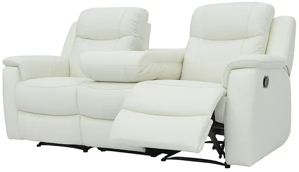 Vente-unique - Relaxsofa Leder 3-Sitzer - Elfenbeinfarben - EVASION