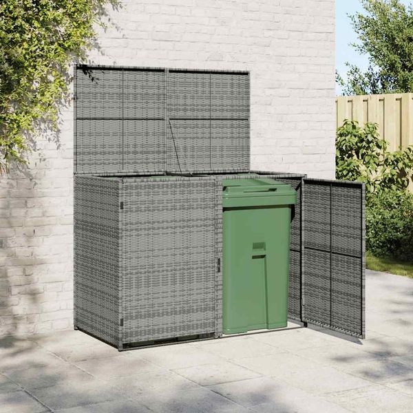 vidaXL Mülltonnenbox für 2 Tonnen Poly Rattan Anthrazit 148×77×111 cm 46463
