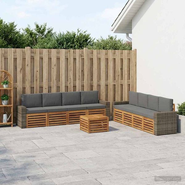vidaXL Sofagarnituren mit Kissen 9 pcs Massivholz Akazie 3384188