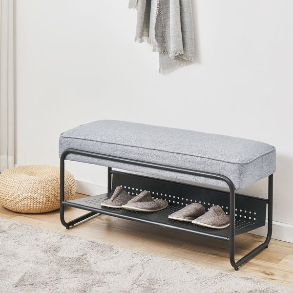 Schuhbank Lillehammer 90x37x42 cm Grau [en. casa]