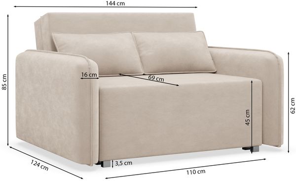 Selsey 'Duelia' Schlafsofa 2-Sitzer mit Bettkasten, Chenille hydrophob, Graphitgrau Bild 5