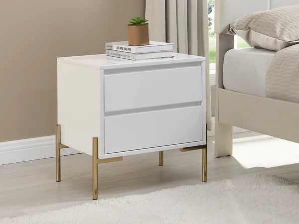 Vente-unique - KORASA Bedside table Holz, Platte Weiß - B 40 cm x H 50 cm x L 50 cm