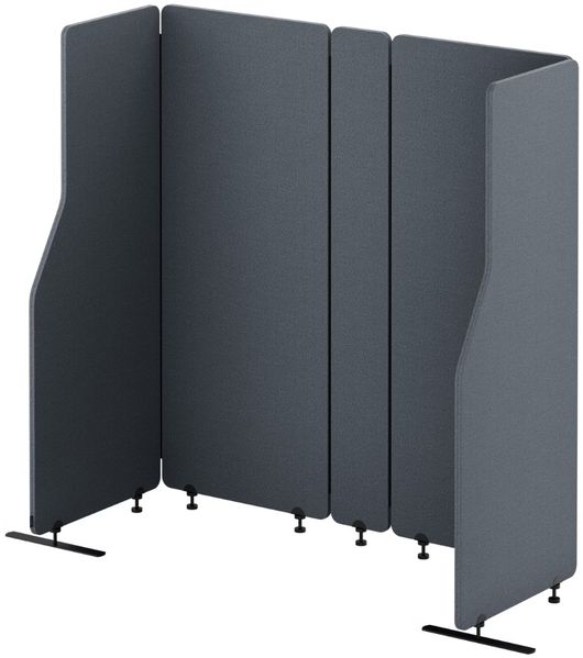 Akustik-Trennwand mit Schalldämmung SADIE - 145x260x1,8cm Anthrazit | Stellwand Büro Raumteiler Office-Akustikwand Sichtschutz freistehend