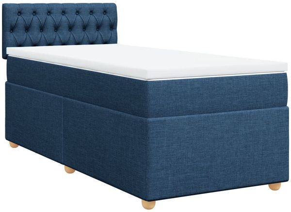 vidaXL Boxspringbett mit Matratze Blau 100x200 cm Stoff 3288904 Bild 3