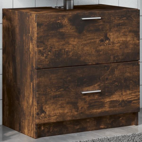 vidaXL Waschbeckenunterschrank Räuchereiche 59x37x59 cm Holzwerkstoff 848112