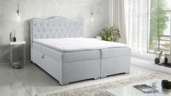 Boxspringbett Schlafzimmerbett SULTAN New in Stoff Velvet X Hellgrau 120x200cm