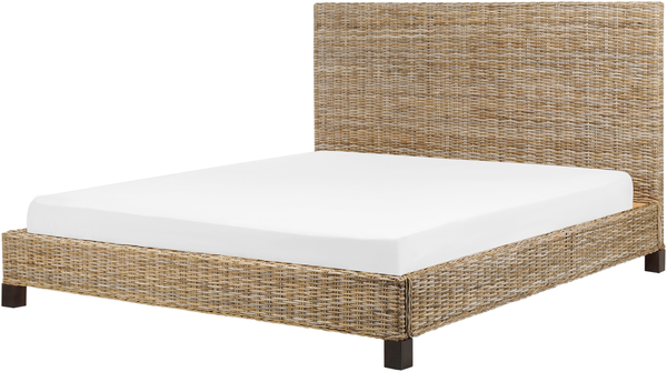 Bett mit Lattenrost SALBRIS 180 x 200 cm Rattan Natürlich