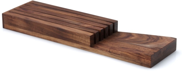 Continenta Messerblock für Schublade, für 5 Messer, Holzmesserblock, Messer Block, Messerhalterung, Akazienholz, 4873