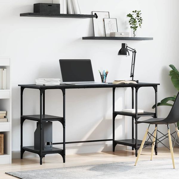 vidaXL Schreibtisch mit Regal Schwarz Eichen-Optik 140 x 50 x 75 cm 886270