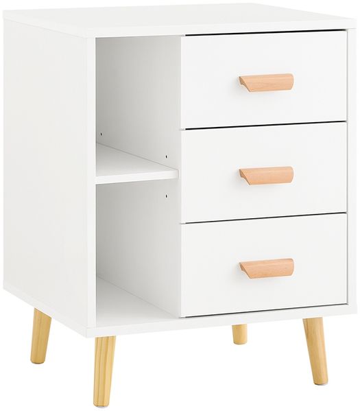 SoBuy FBT95-W Nachttisch, MDF, Lackiert, Weiß, 48 x 60 x 40 cm