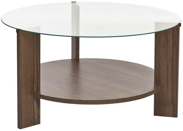 Stylish Coffee Table, 75 x 40 x 75 cm | 100% Tempered Glass & Walnut Melamine Coated Frame, 18 mm Thick | Modern Design for Living Room & Office