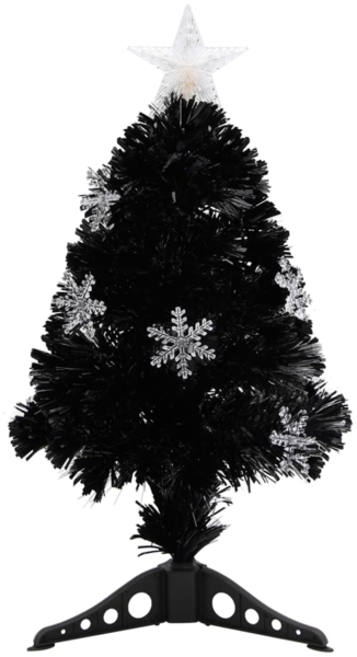 vidaXL Weihnachtsbaum mit LED-Schneeflocken Schwarz 64 cm Fiberoptik 328460
