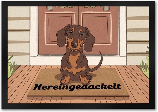 speecheese Fußmatte Hereingedackelt Dackel Fußmatte in 35x50 cm für Dackel-Liebhaber