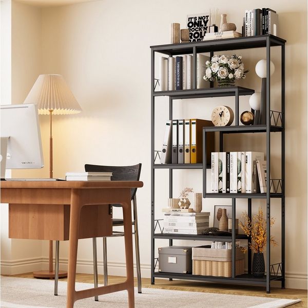 Bealife Bücherregal,6 Etagen, freistehendes Regal für Wohnzimmer, Büro,180x100x30cm