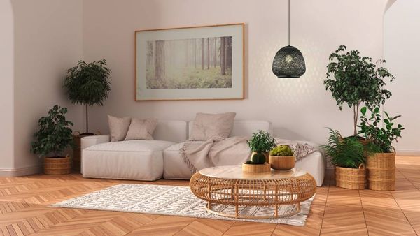 Eglo 43265 NATURE Hängeleuchte DEMBLEBY 1 Holz schwarz orientalisch E27 1X40W H:110cm Ø32cm dimmbar