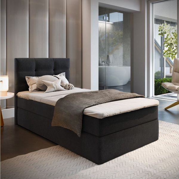 Masseno Boxbett GLOS 90x200 cm mit Bonell Matratze und Topper
