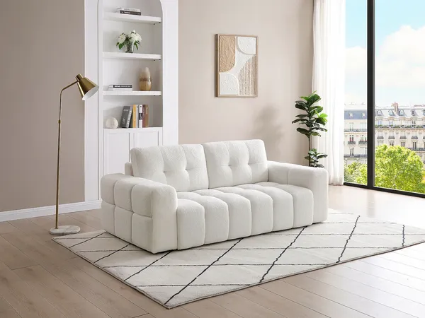 Vente-unique - SOPELANA Sofa Stoff Weiß - B 100 cm x H 78 cm x L 200 cm