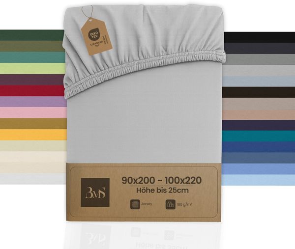 Jersey Spannbettlaken grau 90x200 - 100x220 cm Höhe bis 25cm