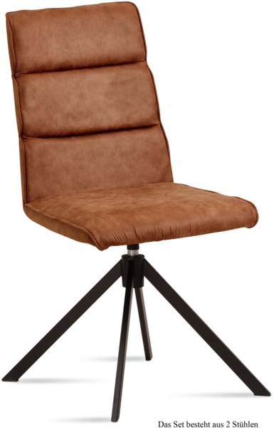 Esszimmerstuhl drehbar (2er-Set) Deedea 47x92x60 Schwarz/Cognac