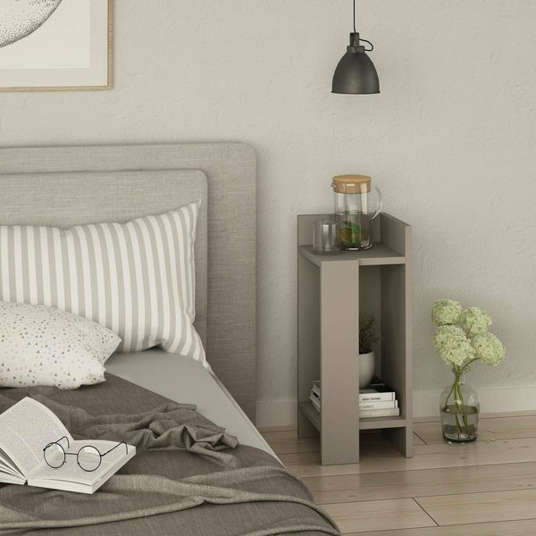 Dmora Nachttisch Taurus 25 x 27 x 60h cm Grau, 2 Regale