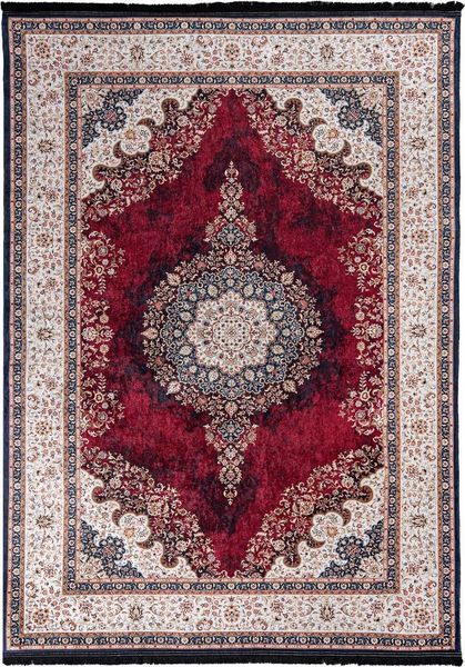 Mazovia Orientteppich Orientalisch Vintage Teppich Traditioneller Orient Teppich, 140x200 cm, Kurflor, Waschbar in Waschmaschine, Höhe 5 mm, Rutschfest