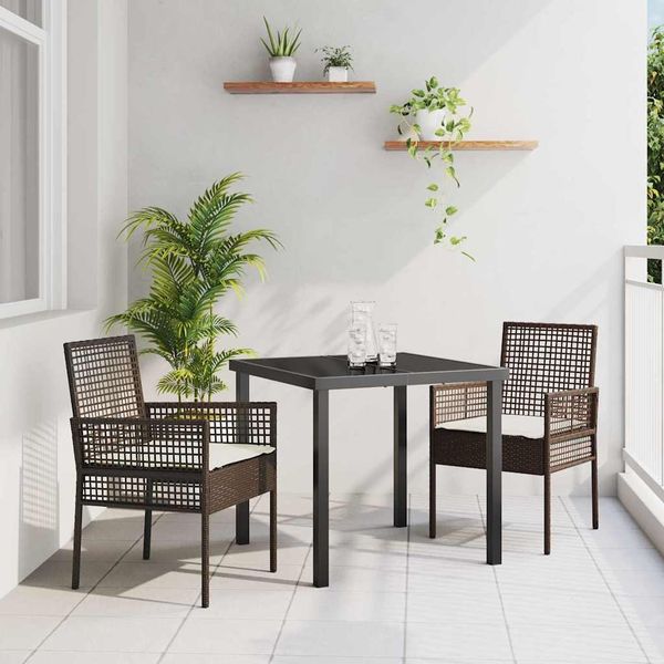 vidaXL Gartenstuhl mit Kissen 2 pcs Braun 55 x 53 x 85 cm Poly-Rattan 42003446