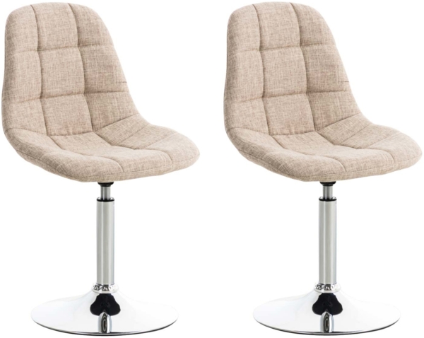 CLP 2er Set Loungesessel Emil mit Sitz aus Stoff in gestepptem Design,creme