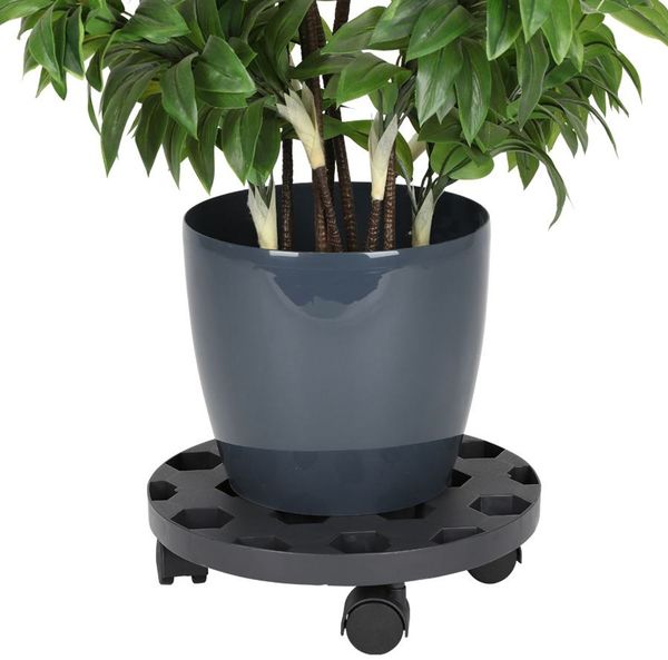 alpfa 891279 Kunststoff Pflanzroller rund 30 cm schwarz bis 50 kg