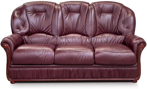Vente-unique - Ledersofa 3-Sitzer - Büffelleder - Weinrot - DAPHNE
