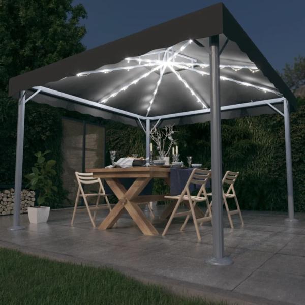 vidaXL Pavillon mit LED-Lichterkette 300x300 cm Anthrazit Aluminium 3070343