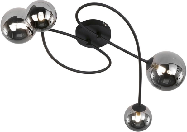 Fischer & Honsel 21405 LED Deckenleuchte Bala 4-flammig sandschwarz Rauchglas