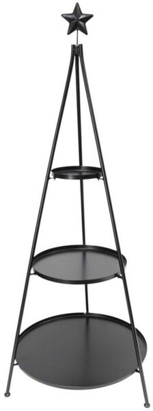Dekoleidenschaft 'Klassik' 3-stöckige XXL Etagere, Metall schwarz matt, 128 x Ø 54 cm