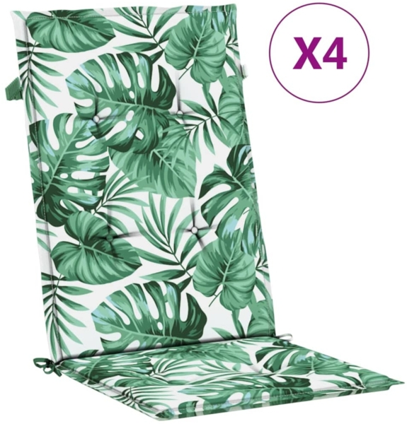 vidaXL Hochlehner-Auflagen 4 Stk. Blattmuster Stoff 361245