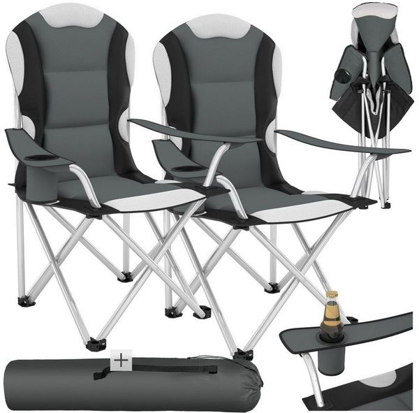 tectake Campingstuhl 2er Set Campingstuhl (2er Set, 2 St), faltbar, gepolstert