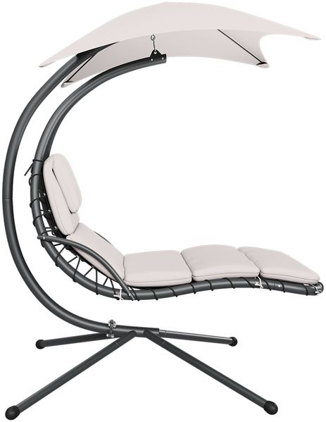 STEELSØN 'Nyria' Schwebeliege mit Sonnenschirm, Hängeliege mit Sitzpolstern, wetterfest, bis 120 kg belastbar, beige Bild 12