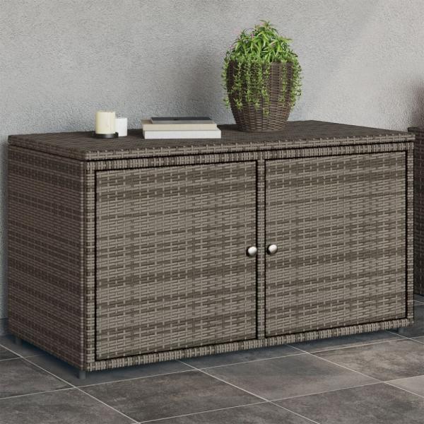 vidaXL Gartenschrank Grau 110x55x60,5 cm Poly Rattan 365569