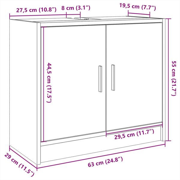 vidaXL Waschbeckenunterschrank Schwarz 63x29x55 cm Holzwerkstoff 848095 Bild 11