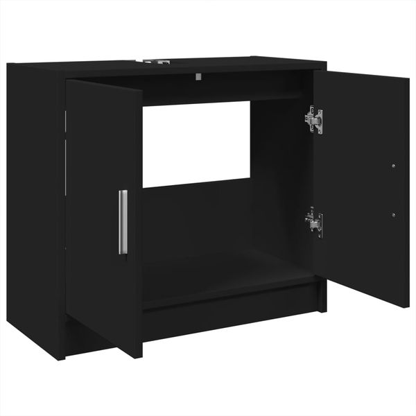 vidaXL Waschbeckenunterschrank Schwarz 63x29x55 cm Holzwerkstoff 848095 Bild 5