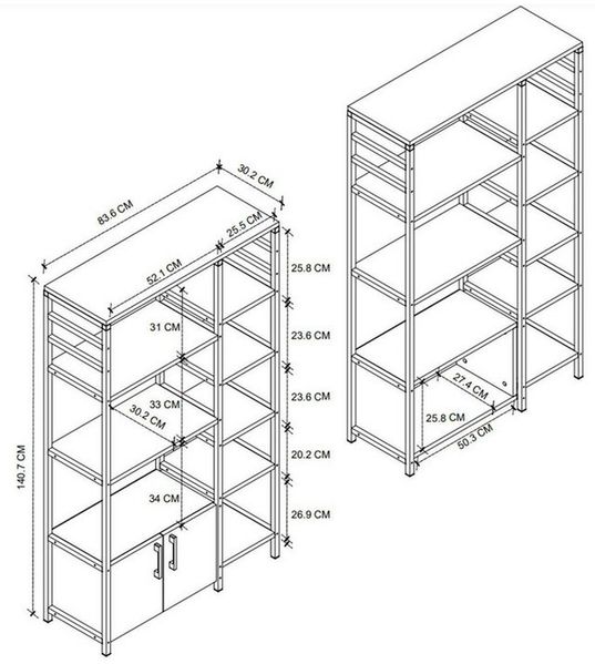 Küchenregal mit 2 Türen 60 x 43 cm Spanplatte Grau 90729927 [en. casa]