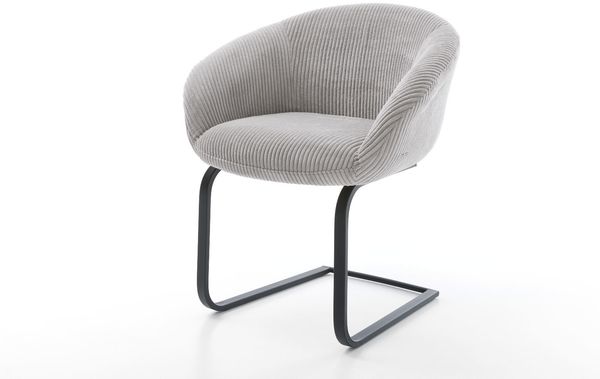 Freischwinger Vinka-Flex mit Armlehnen Cord Silbergrau Freischwinger flach Schwarz Taschenfederkern